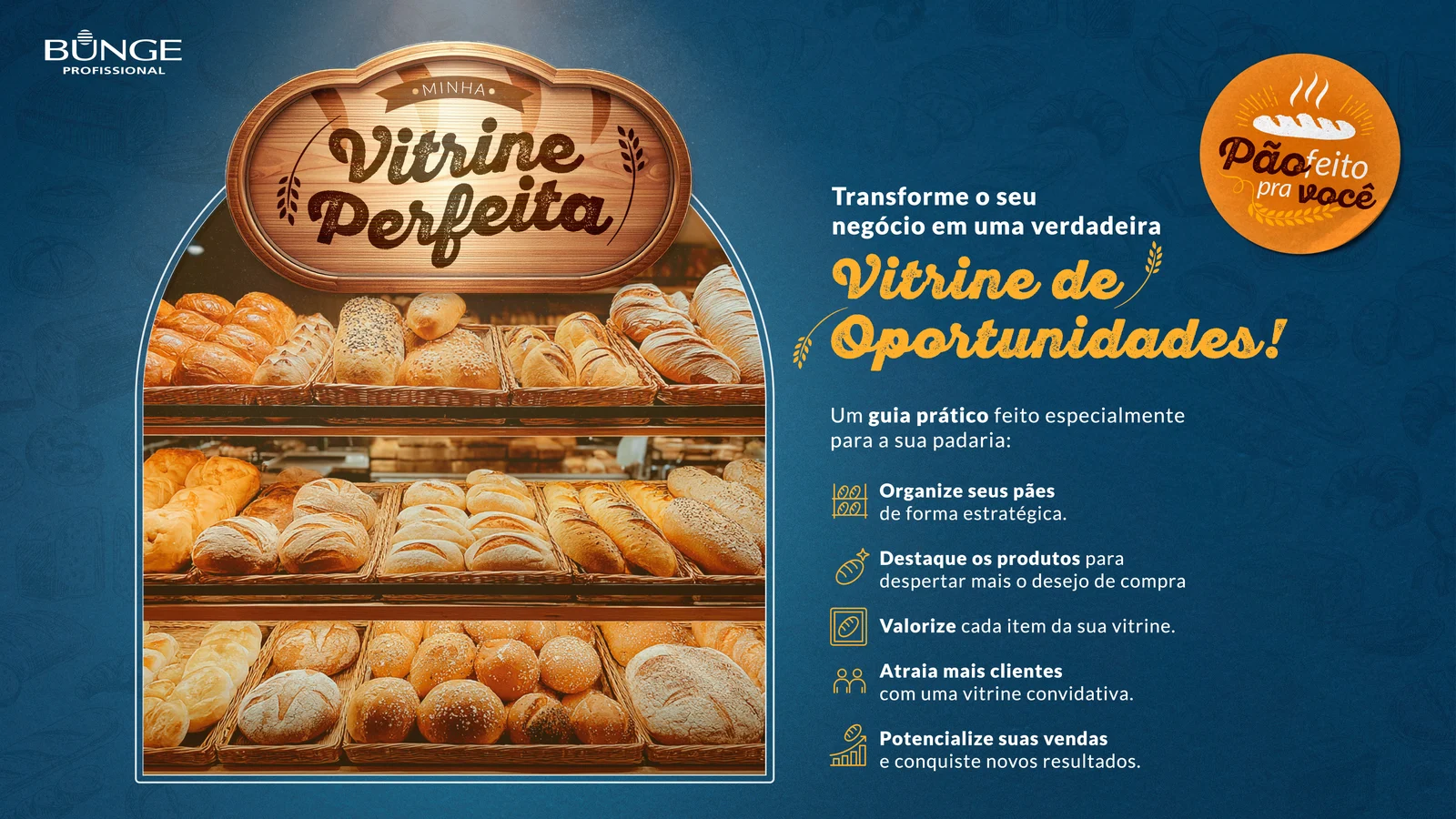 KV Vitrine Perfeita: guia prático para organizar a vitrine da padaria, em fundo azul