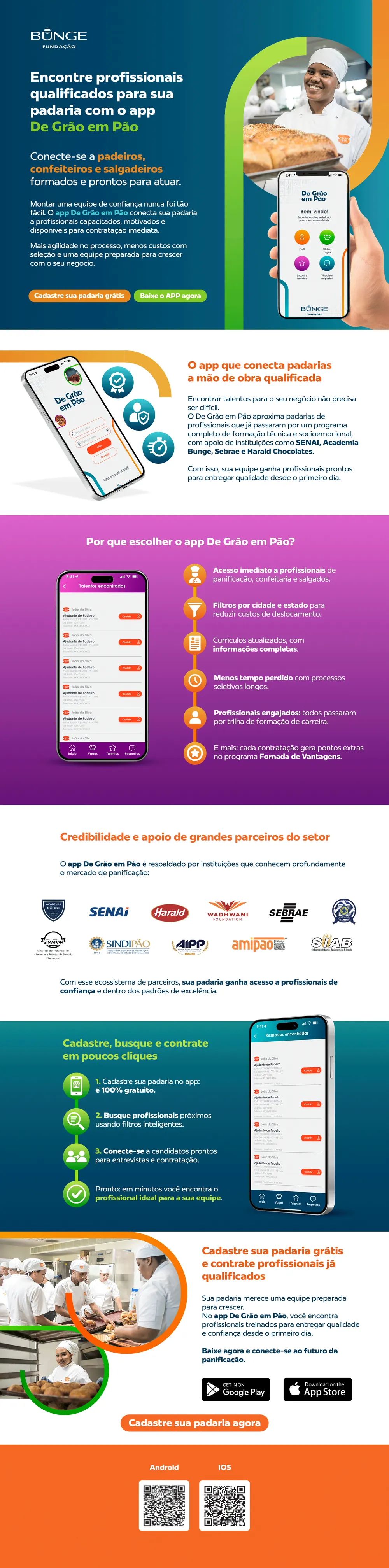 Landing page do app De Grão em Pão