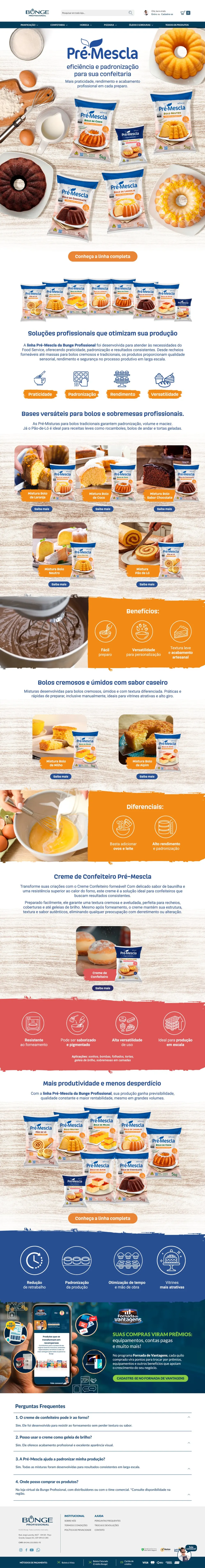 Landing page da linha Pré-Mescla