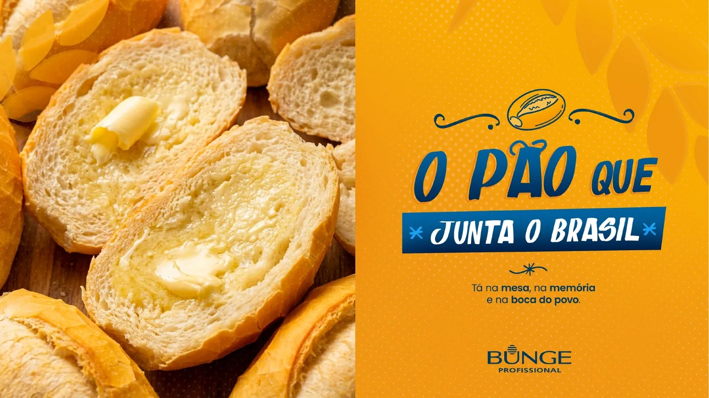 Post do key visual: pão francês cortado com manteiga ao lado do logotipo da campanha