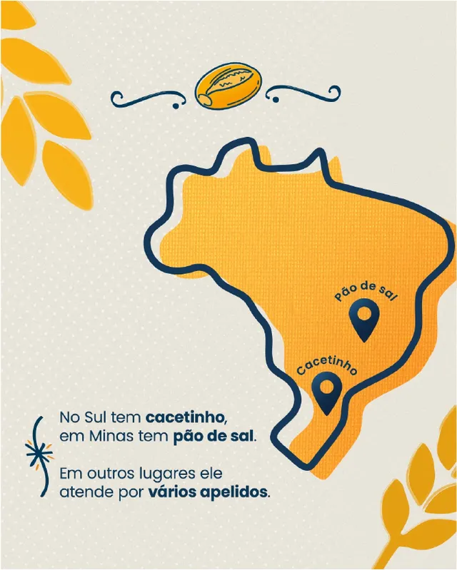 Post: mapa do Brasil com os nomes cacetinho e pão de sal