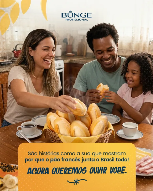Post: família sorrindo à mesa do café, agora queremos ouvir você