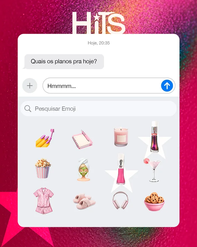 Post: quais os planos pra hoje? Teclado de emojis com esmaltes Hits