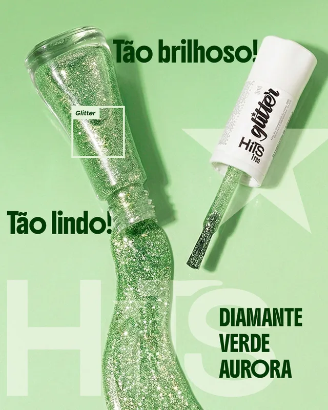 Post: Glitter Diamante Verde Aurora, tão brilhoso, tão lindo