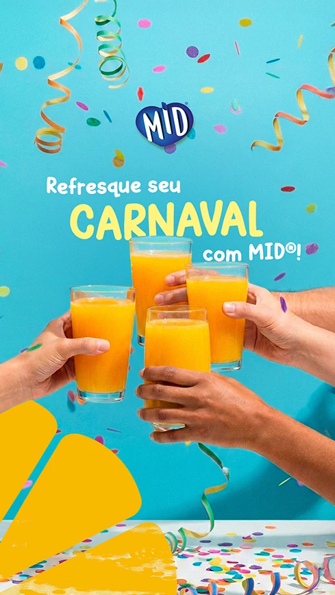 Story: refresque seu carnaval com MID, brinde com copos de suco