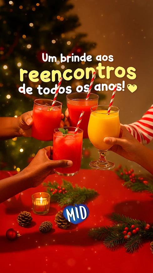 Story: um brinde aos reencontros de todos os anos, copos em clima natalino