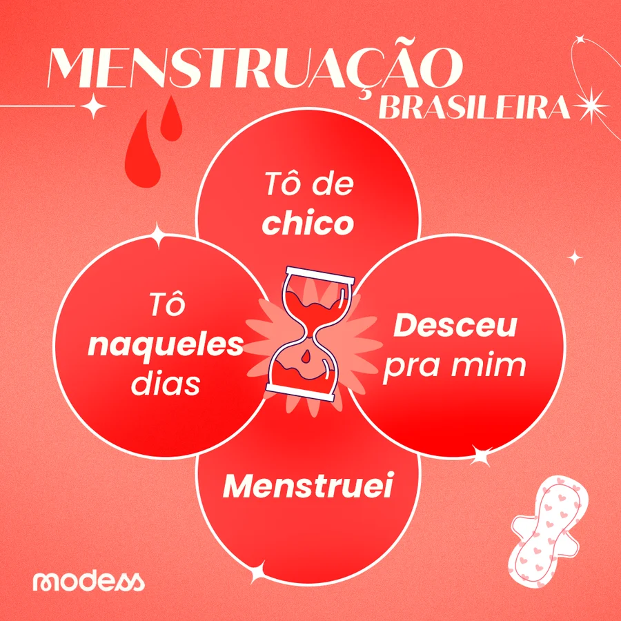 Post: menstruação brasileira, tô de chico, tô naqueles dias, desceu pra mim, menstruei