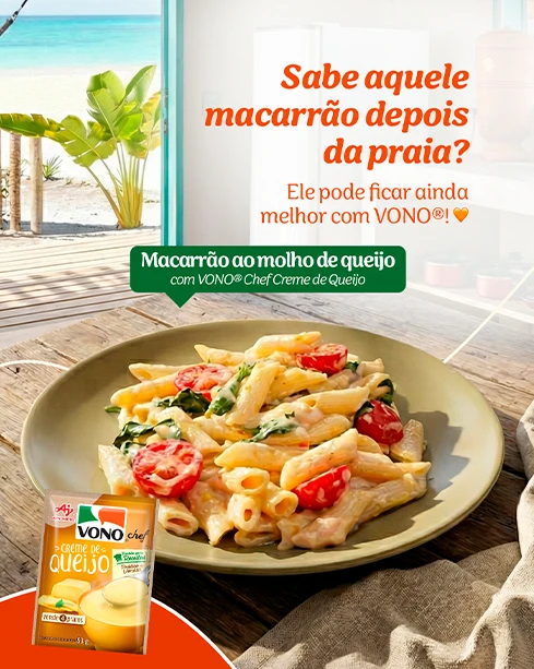 Post: sabe aquele macarrão depois da praia? Macarrão ao molho de queijo com VONO