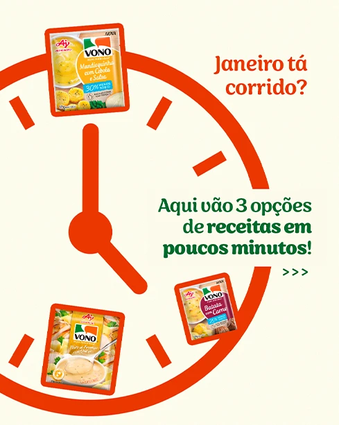 Post: janeiro tá corrido? 3 opções de receitas em poucos minutos, com relógio e sachês VONO